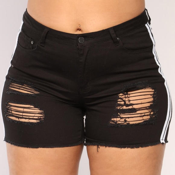 Fashion Nova Black/White Striped Shorts - Picture 6 of 6